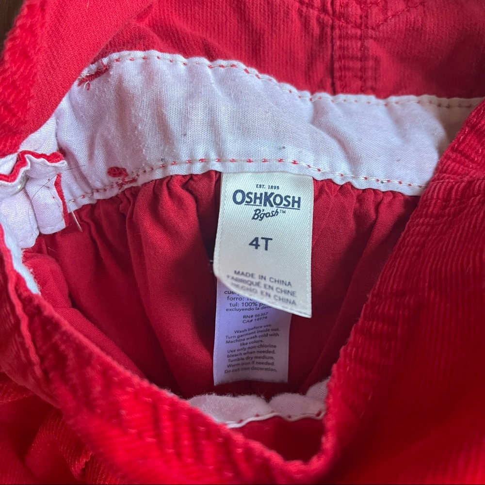 Girls OshKosh B’gosh Red Corduroy Overalls Jumper Dress Size 4T - Picture 5 of 5